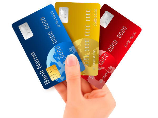 Credit cards in different colors